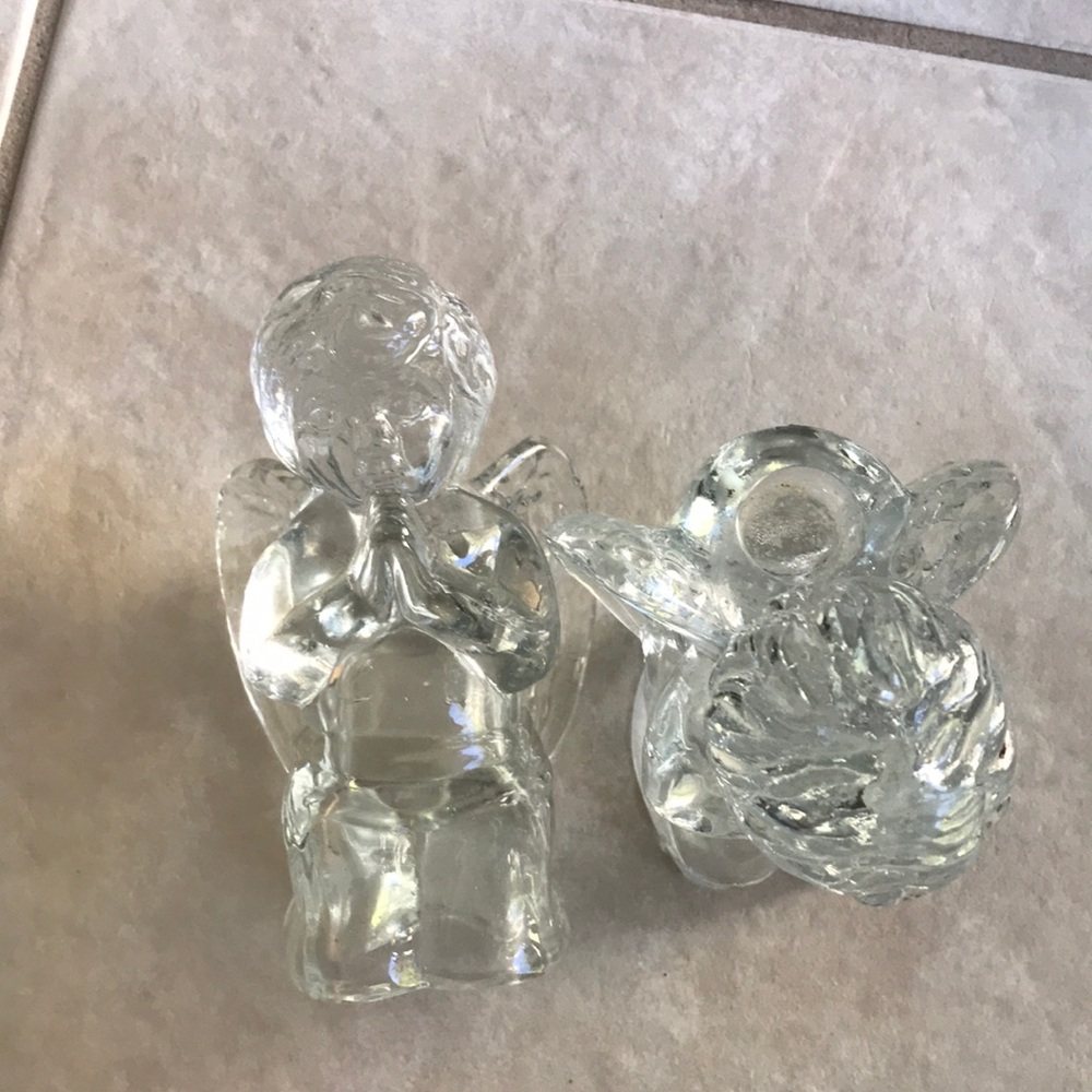 Pair of Clear Crystal  Angels  Candleholders - Picture 9 of 12